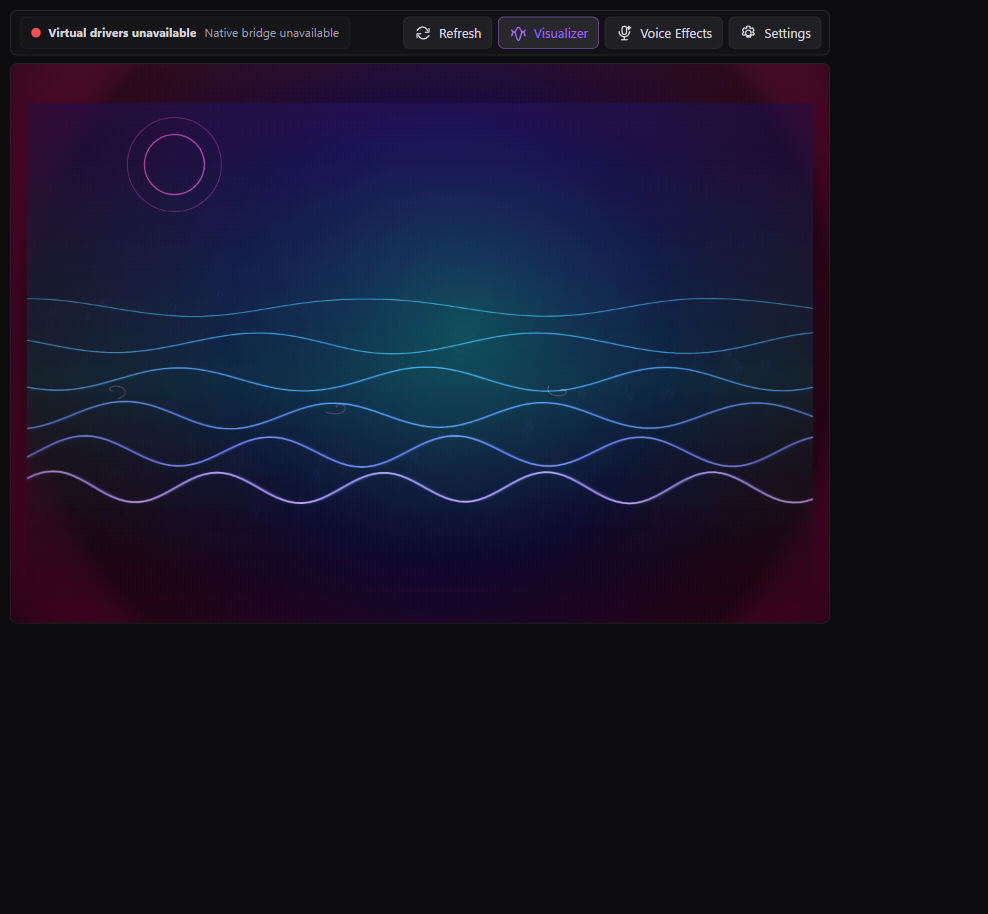 AudioFlow sound visualizer showing a colorful live audio scene