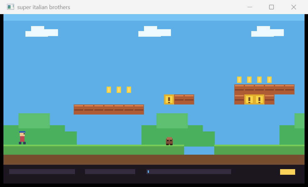 Super Italian Brothers original side-scrolling platformer running in a native Yeho window