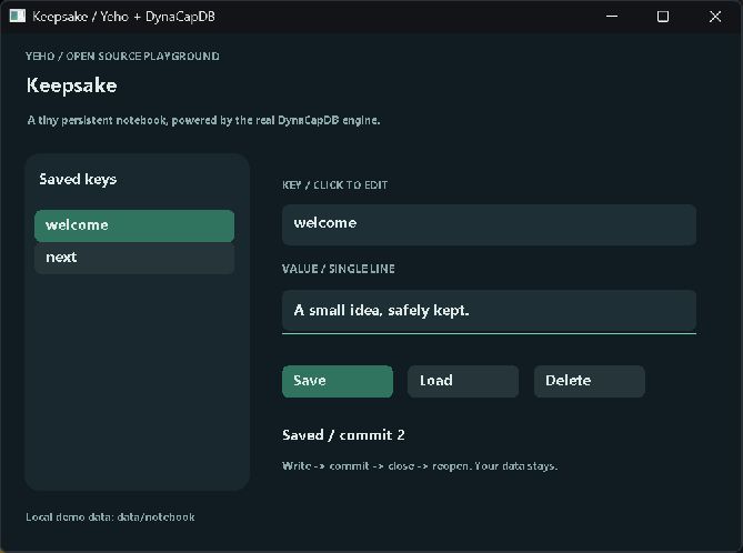 Keepsake, captured from the running native Yeho example