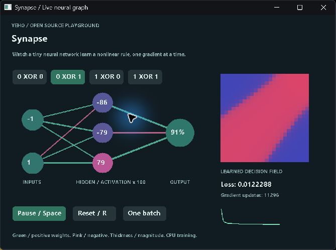 Synapse, captured from the running native Yeho example